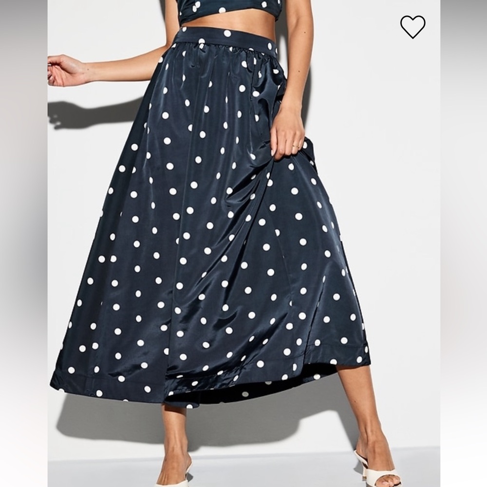 Old Navy Navy Blue Polka Dot Midi Skirt